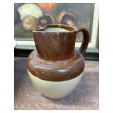 Unique Vtg Pottery Small Pitcher With Metal Plugs