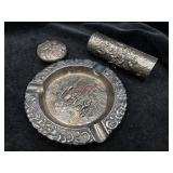 Antique Hans Jensen Denmark Ashtray, Pill Box &