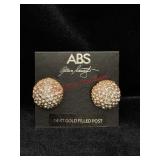 Round Rhinestone 14KT Gold Filled Post Earrings