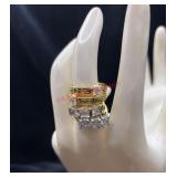 4- Faux Diamond Costume Rings Mix SZ
