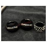3 Large Plastic material Statemtn rings