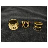 3 Enamelware Rings Wide Band  SZ 6.5