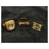 Gold Toned Statement Rings Mix SZ       (Jewelry)
