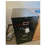 Two drawer metal file cabinet with keys- upstairs