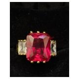 Faux Ruby/ Diamond SZ 7 Cocktail Ring