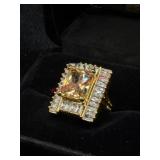 Elegant Stoned Cocktail Ring SZ 8.25 Costume