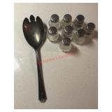 Serving Spoon and Salt and pepper shakers lot