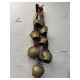 Vintage Brass/ Leather Cow Bells      (Garage