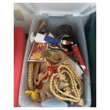 Christmas Tote of Vintage Decorations     (Sun