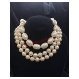 Lot of Two Chunky Faux Pearl Necklaces