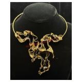 70's Unique Brass Statement Necklace