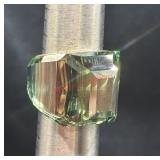 SZ 7 Wide Band Unique Green Wrap Around Statement