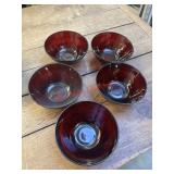 VTG Ruby Red Set of 5 Bowls Cristal
