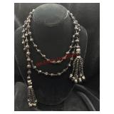 Heavy Weight Cut Glass Black Wrap Around necklace