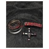 Red and Black Rhinestone Bracelet lot