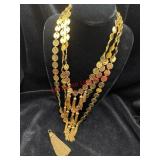 Unique Tasseled Gold Toned Layered Necklace