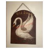 Old swan wooden sign (downstairs hallway)
