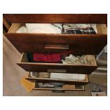 Four drawers of linens, fabric, ephemera and