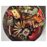 Tin Can of Small Wood Christmas Ornaments