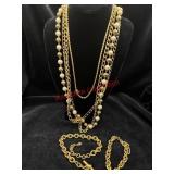 Gold Toned Long Necklace and Extensions lot