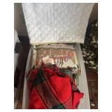Christmas Tote of Pillows, Table Cloths and
