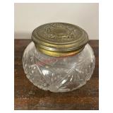vintage cut glass vanity powder jar