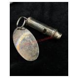 Vtg Metal Whistle Key Chain           (Jewelry)