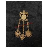 Gold Toned Coro Royal Coat of Arms Brooch