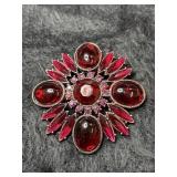 Large VTG Red Gemstone brooch