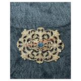 Vtg Gold Toned Elegant Rhinestone brooch