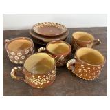 Vintage Redware Small Plate and Cups lot