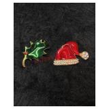 Rhinestone Christmas Brooch Lot