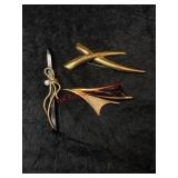 Gold Toned Retro Rhinestone Brooch lot