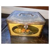 Vtg Tin with bedazzle jews contents