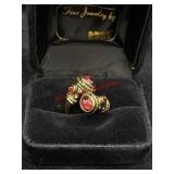 Brass/ Red Faux Stone Costume Ring SZ8