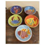 Hand Painted Sea Creature Bowls Set    (Garage