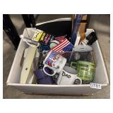 Box Lot of Office Supplies and Mugs