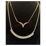 Two Elegant Gold toned Vintage Necklaces