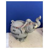 Vintage Elephant Bank 'SAVING MY PEANUTS' No Cork