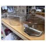 THREE Glass Food DOMES (one without base)