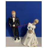 vintage ceramic bride and groom figurines cake