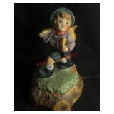 Lefton Boy With Knapsack Musical Figurine  (ROW A