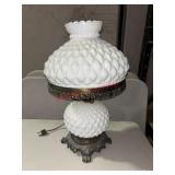 White Diamond Quilt Electric Parlor Lamp 18.25