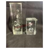 two vintage 3D laser-etched crystal glass(ROW C)