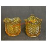 L.E. Smith miniature amber creamer and open sugar