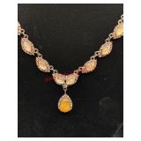 Vintage Peach Tear Drop Necklace