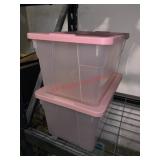 Two Medium Size Baby Pink Lidded Organizer Totes