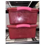 Two Smaller Lidded Totes PINK