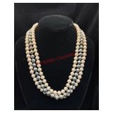 Three Strand Pearl Necklace (Black strand is