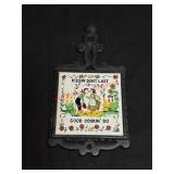 Small VTG Ceramic Cast Iron Trivet